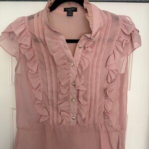 Poetry Clothing Sheer Ruffle Blouse • Dusty Rose • Size S